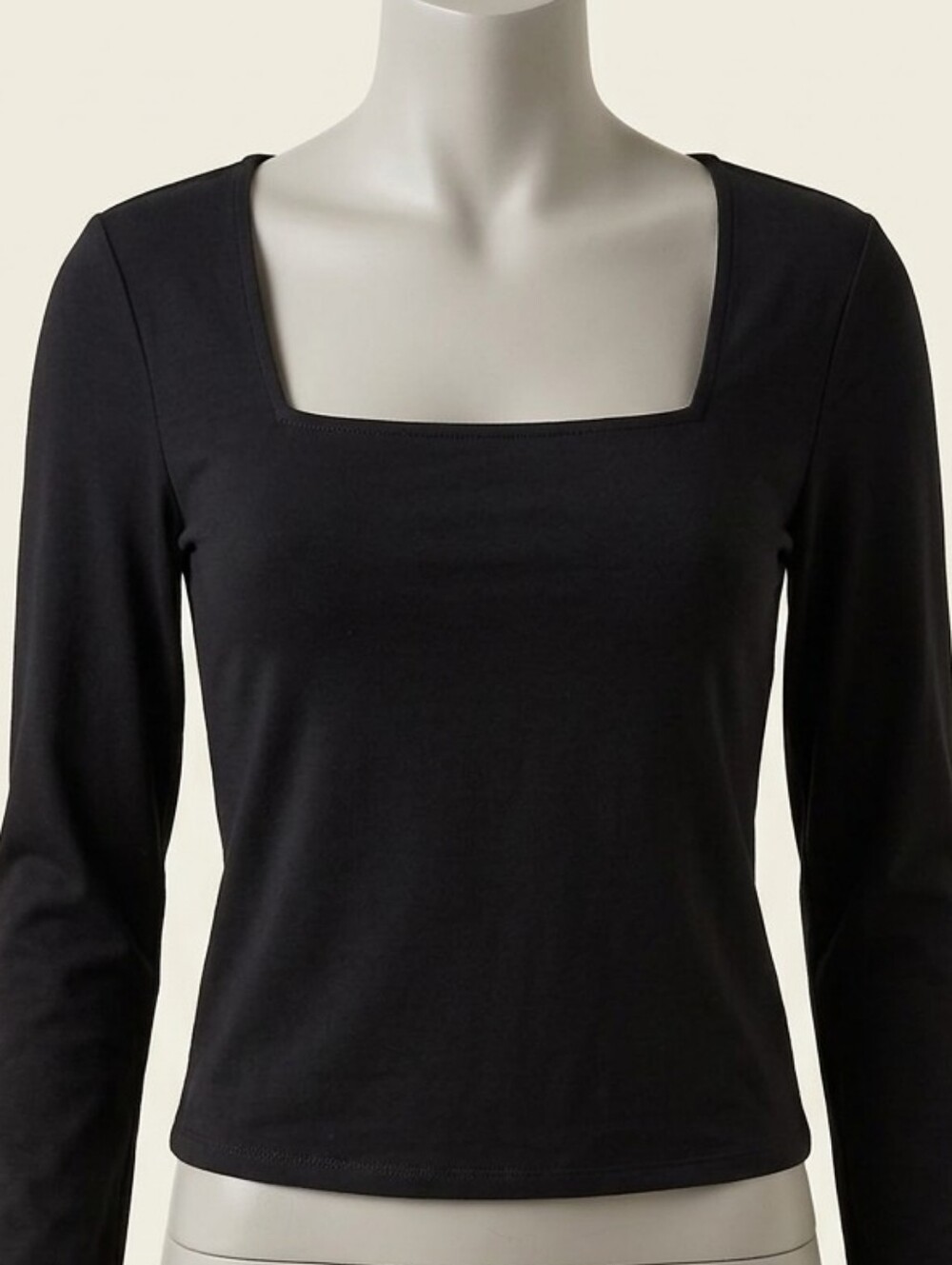 Express Black Long-Sleeve Square-Neck Women's Top